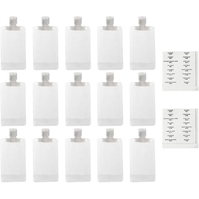 Travel Size Refillable Empty Squeeze Pouch, 30ml Stand Up Pouch Toiletry Lotion Gel Squeezable Bags Plastic Toiletry Containers for Travel Toiletries