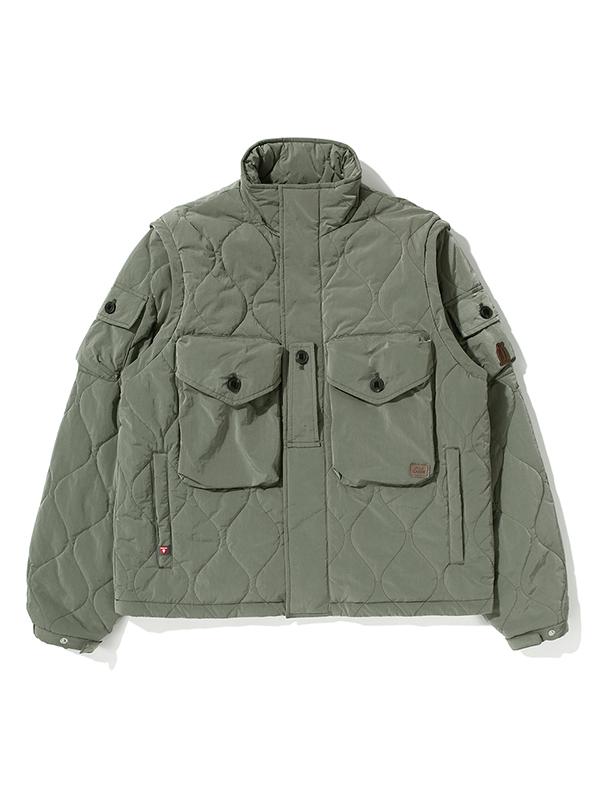 Bbc Earth Primaloft Convertible Wave Quilted Jumper_Light Khaki