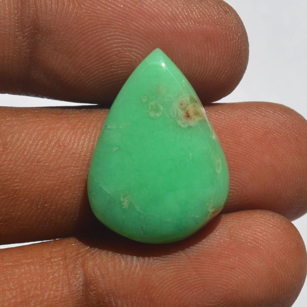 Natural Chrysoprase Gemstone Cabochon 16 Carats Size 23x17 MM Pear Shape, Jewelry Making Craft Supply