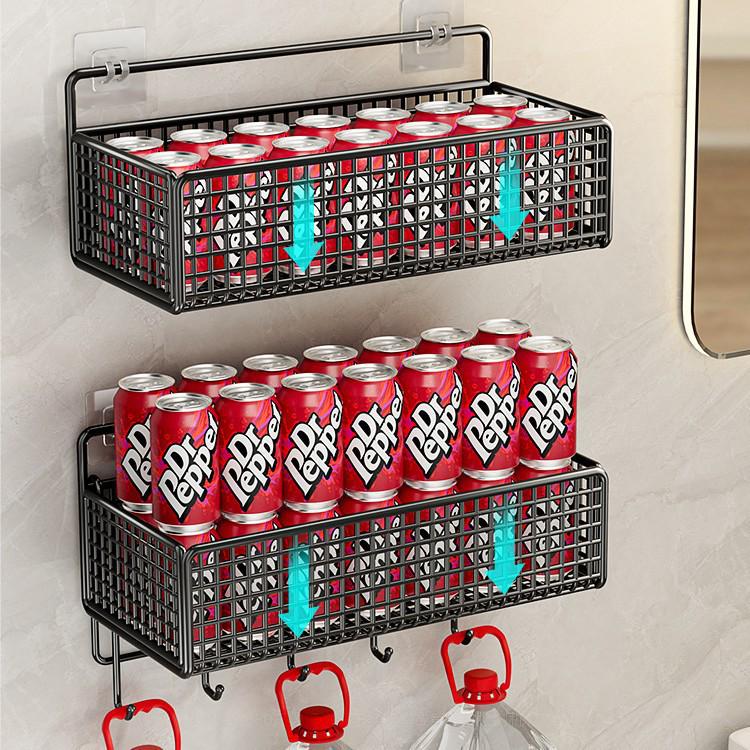 Wall-Mounted No-Punch Storage Rack for Bathroom, Kitchen, and Shower.