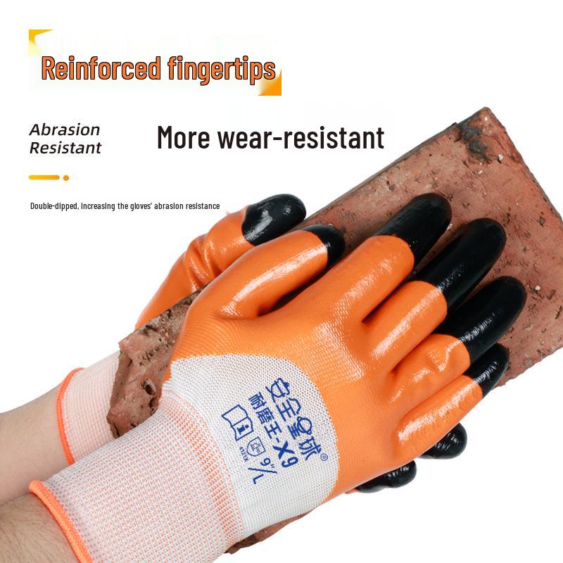 Reinforced Puncture-Resistant Nitrile Work Gloves: Durable, Non-Slip, Oil-Resistant, Breathable Protection.