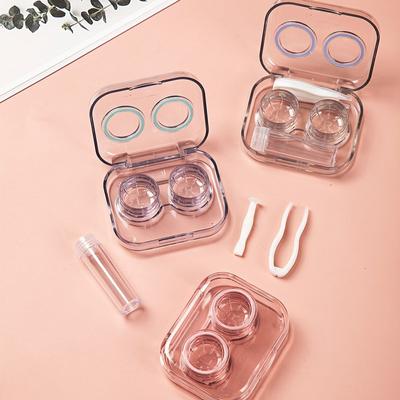 Transparent Companion Box Cosmetic Double Box Contact Lens Case Without Screwing The Lid Portable Mini Contact Lens Case
