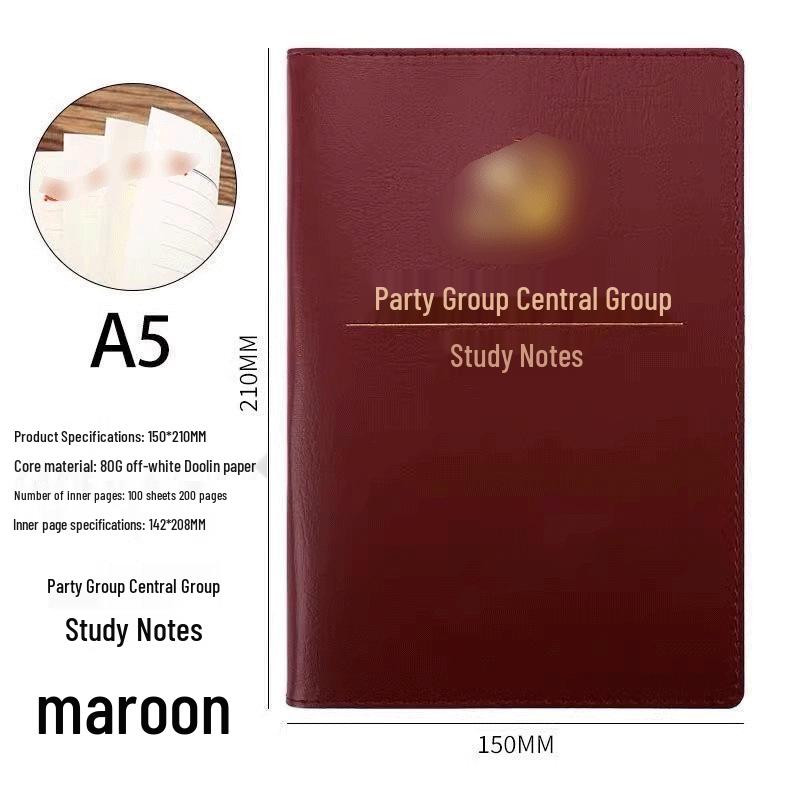 Leather Cover Meeting Minutes Book - B5/A5 for Party Members & Class Notes
