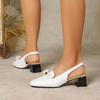 Women's European and American Patent Leather Chunky Heel Sandals, Square Toe, Back Cutout, Plus Size 43 (8839-7LX)