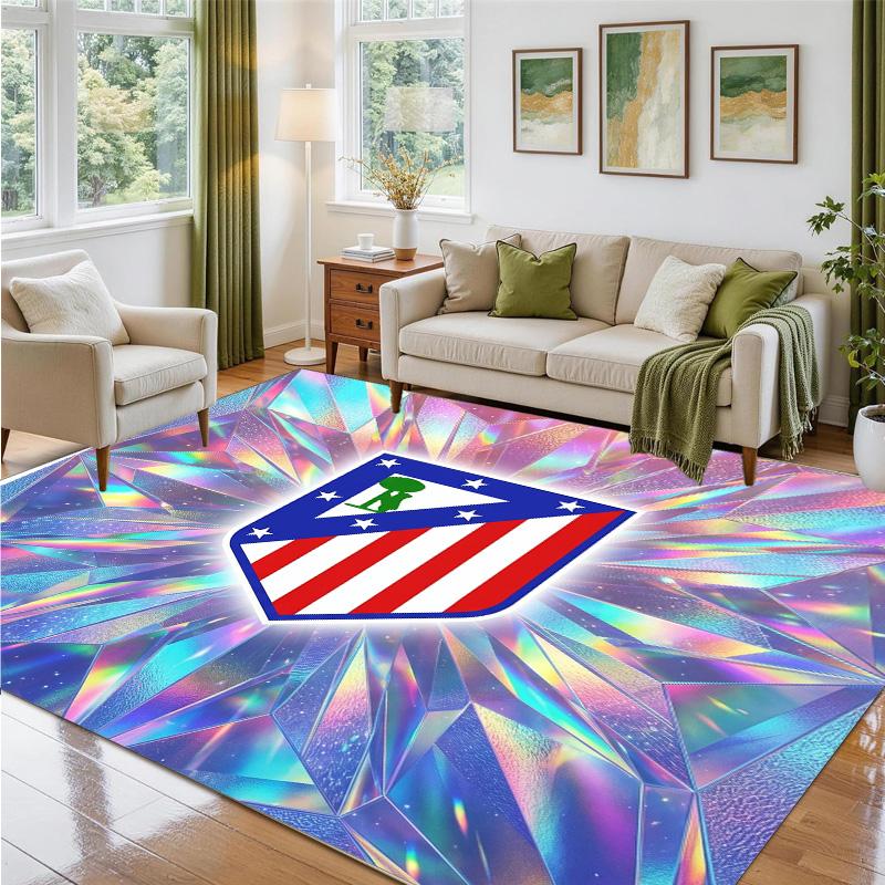 Atletico Madrid Design Crystal Velvet Rug Soft Decorative Mat for Bedroom Entrance