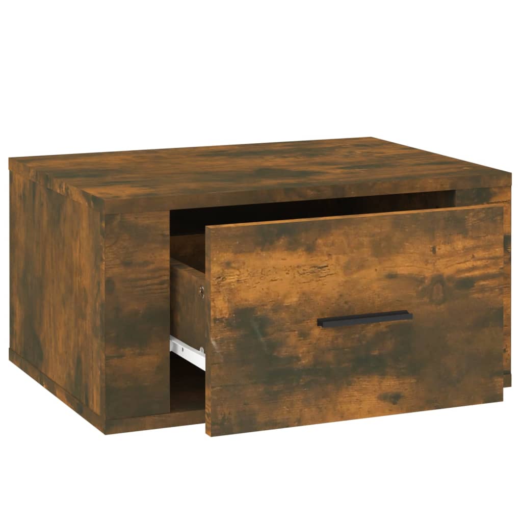 Wall Mounted Nightstand Smoked Oak 50 X 36 X 25 Cm