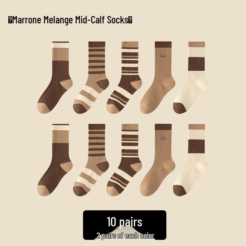 

LCsanyp Maillard Color Mid-Calf Slouchy Socks - 10-Pair Pack