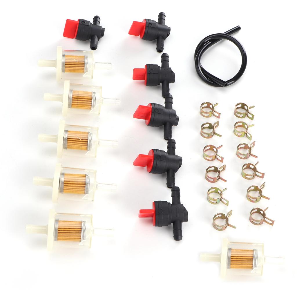 Gas Tank Shut Off Valve Clamp Fuel Filter Fuel Line Kit Lawn Mower Brush Cutter Accessory