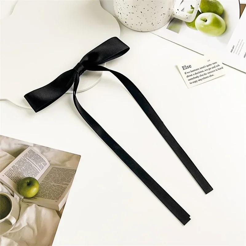 New Solid Color Ribbon Bow Hair Clips for Girls Fashion Korean Sweat Long Tassel Women Barrettes Hairpin Accessories