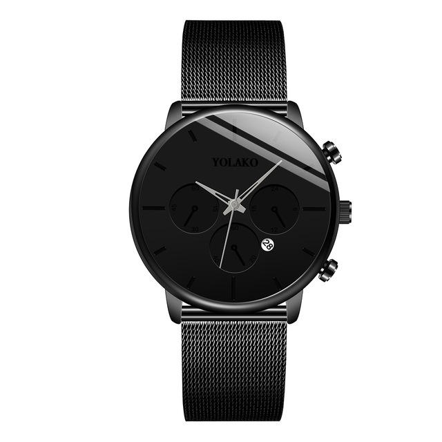 Ofertă bună pentru bărbați Ceas de afaceri din plasă din oțel inoxidabil negru Ceas sport de lux cu ceasuri de mână Ceas de cuarț pentru bărbați