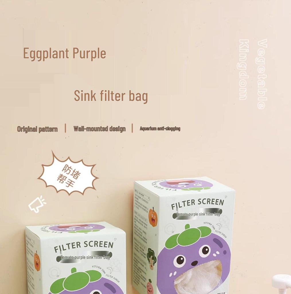 Eggplant Purple Sink Filter Net Bag for Kitchen Drain and Vegetable Washing