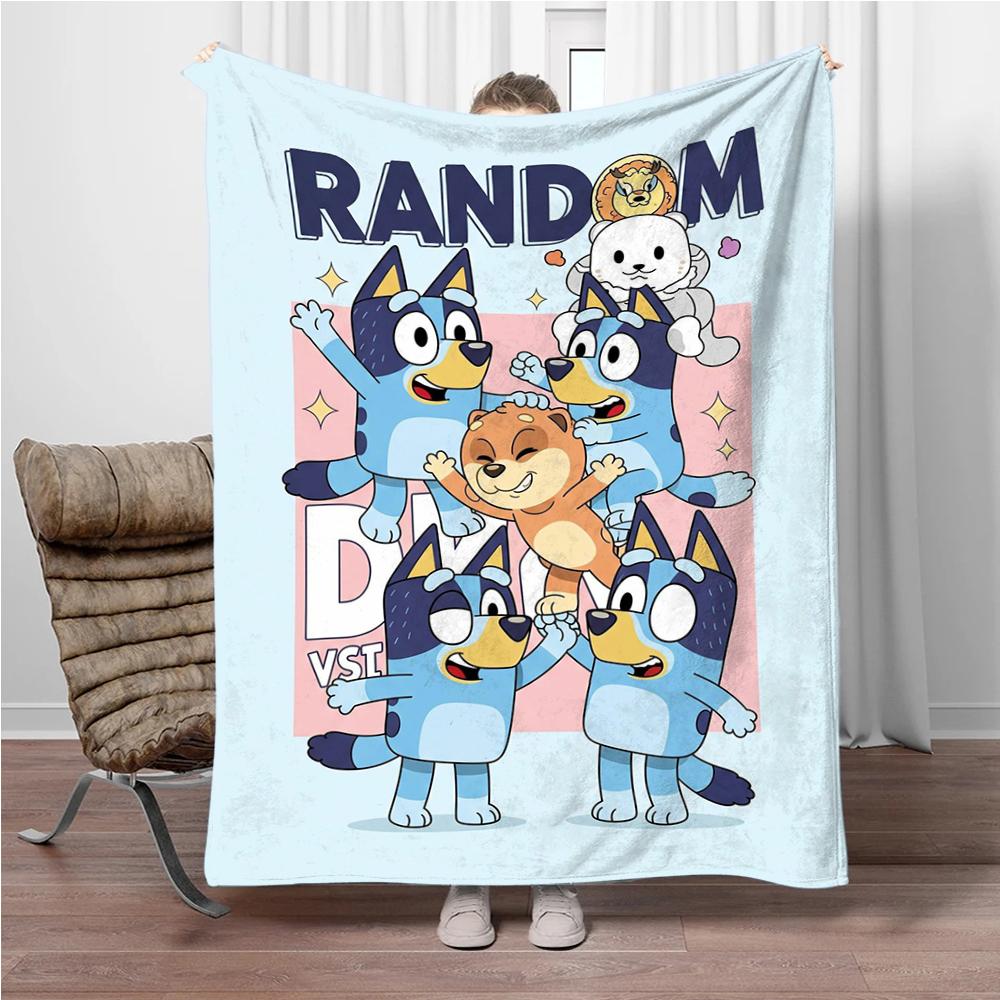 MINISO Disney-Bluey Cartoon Decke Flauschiger Flanell Kinder und Erwachsene Sofa Plüsch Tagesdecke Überwurf Mittagsdecke für Sofa Bett Geschenk