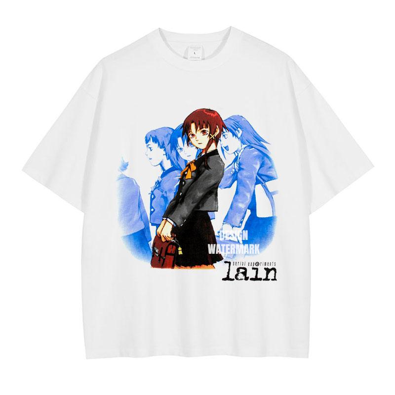 

Anime Serial ExperiUnisexts LLain TShirts Oversized Vintage Washed Iwakura LLain Tshirt Retro Harajuku Tops Tees Unisex Cotton 2XL