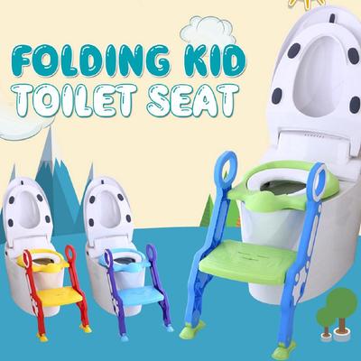 Baby Potty Training Seat Baby Toilet Seat with Adjustable Ladder Infant Toilet Training Folding Seat Blue+purple