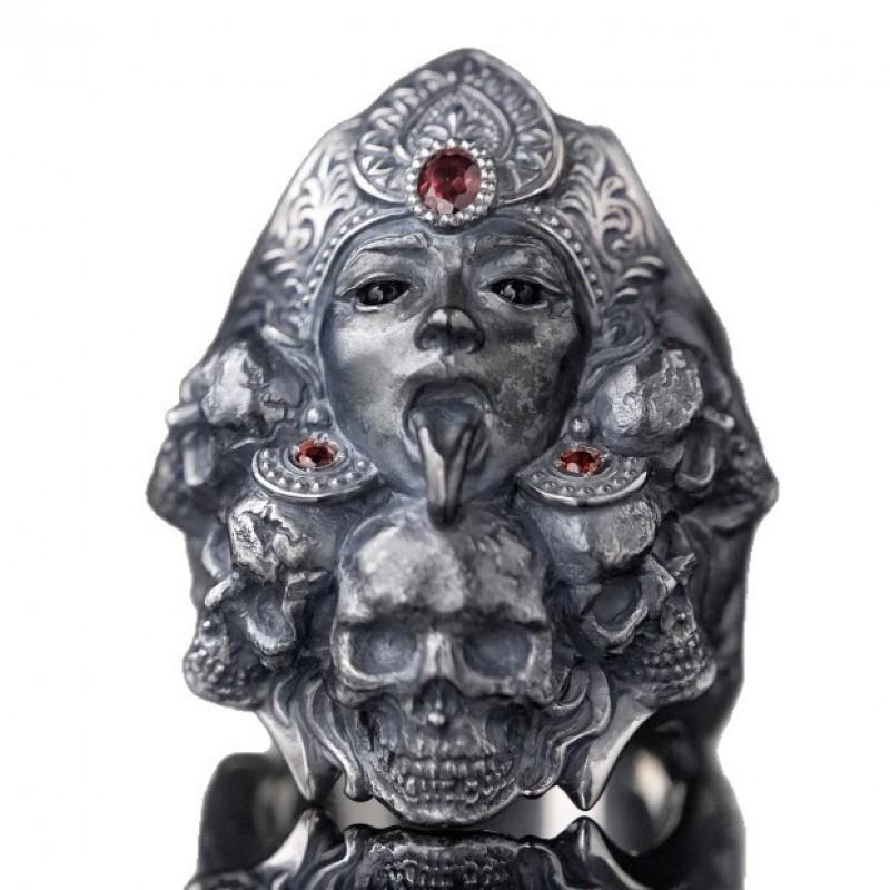 Adjustable Open Skull Ring Men Women Vintage Punk Gothic Goddess Theme Copper Jewelry