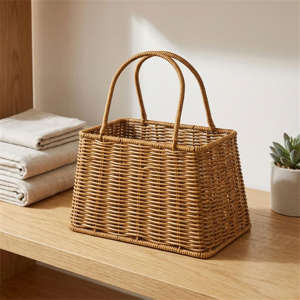 Wicker Style Storage Basket Weave Multipurpose Organizer Bin Durable And Lightweight For Home Office Use
