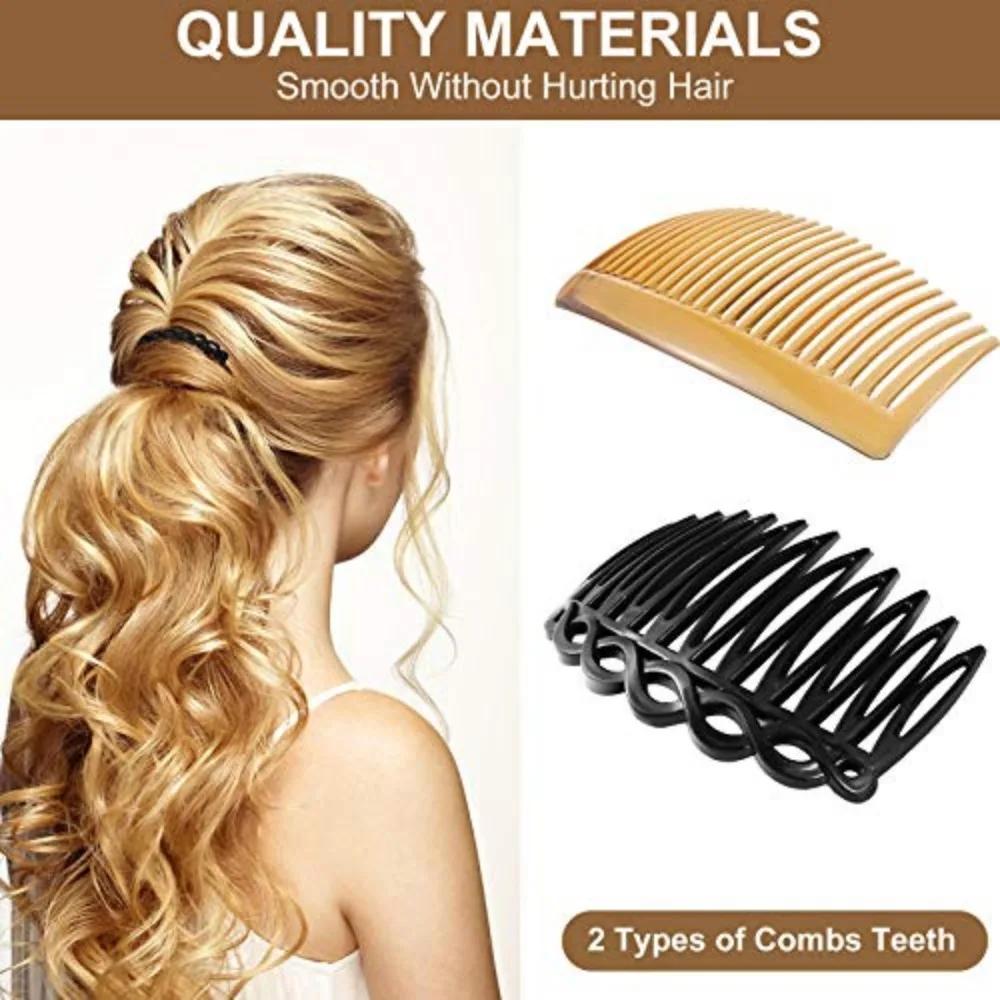 Women Hair Comb Accessories French Hair Side Combs Plastic Twist Decorative Clips with 11/23 Teeth Wedding Veil clip for Women