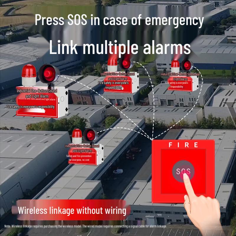 Industrial Wireless Fire Sound & Light Alarm System