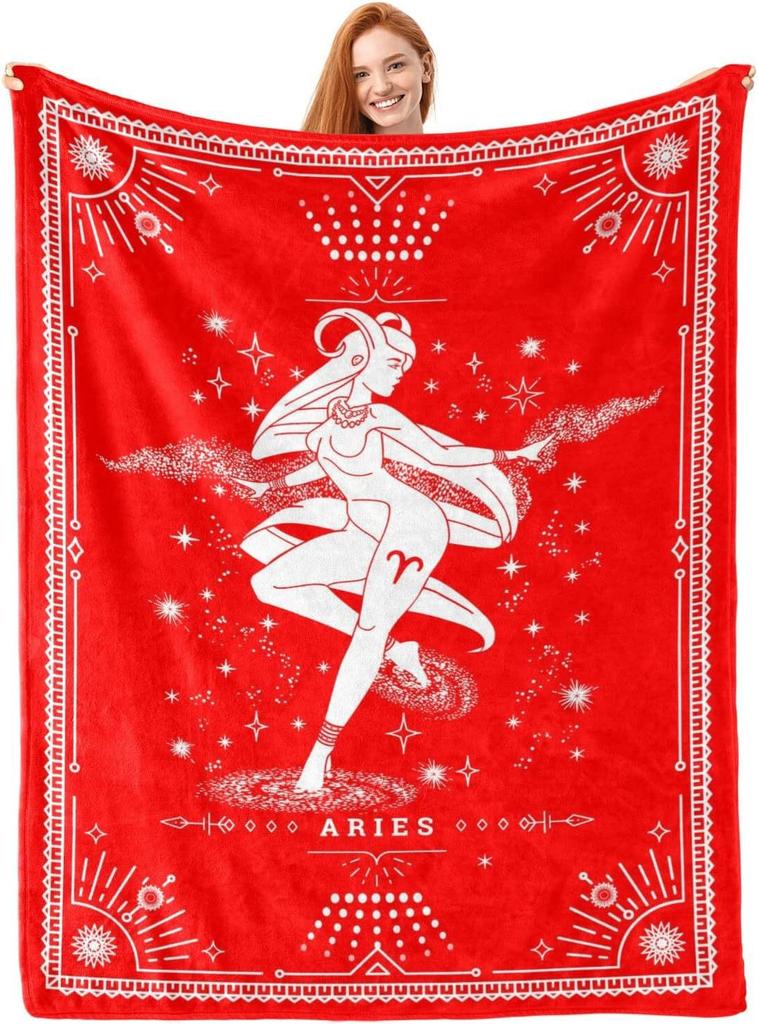 Twelve Constellation Tarot Cards Printed Blanket for Sofa Bed Travel Camping Living Room Office Conditioning Blanket