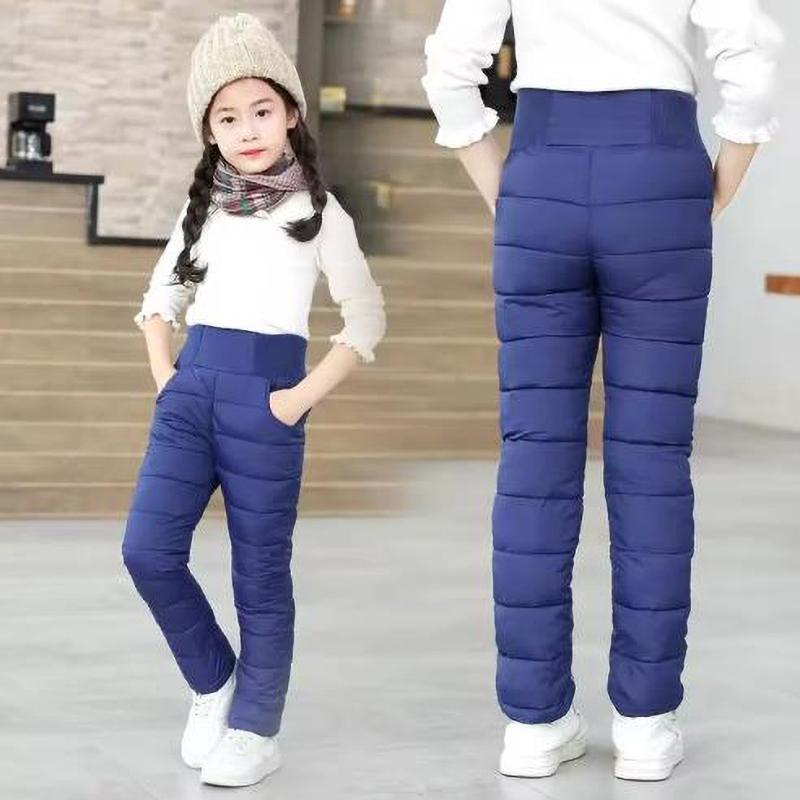 Casual Kids Boys Girls Winter Pants High Waist Padded Warm Trousers Teens Waterproof Ski Thick Pants