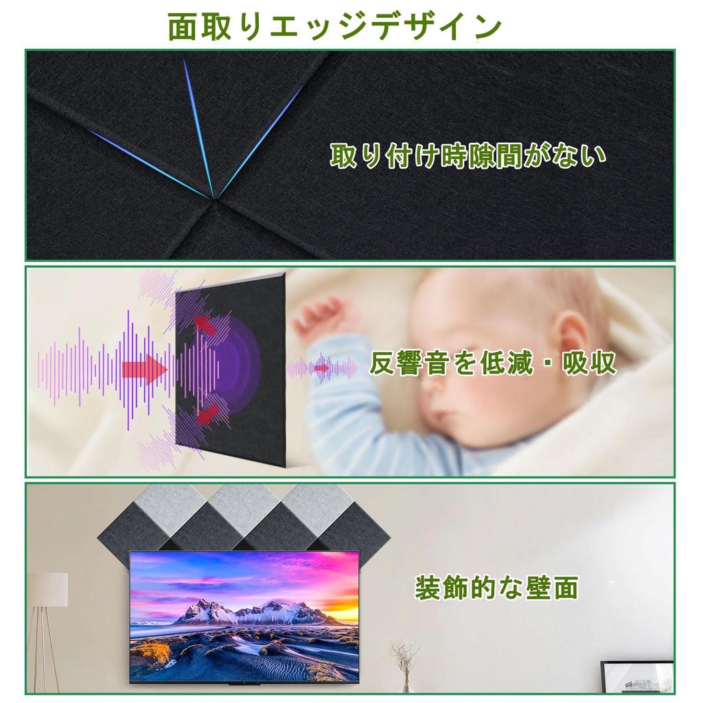 AGPTEK Sound-Absorbing Material, 30301cm (12 Sheets, Black), Fully Adhesive, High-Density, Self-Adhesive Soundproofing Material, Rigid