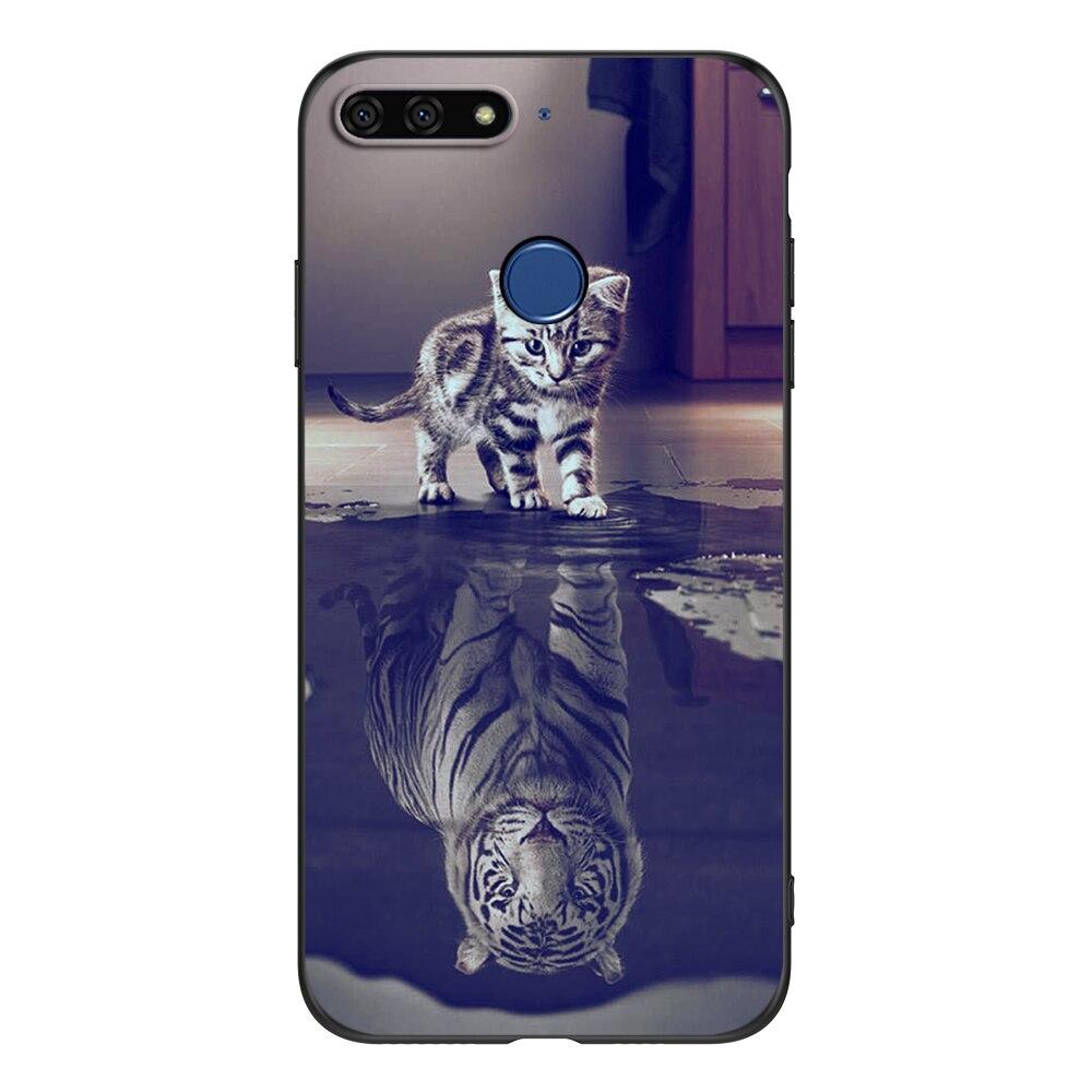 For Honor 7C 5.7 Inch Case Soft Back Cover Phone Case For Huawei Honor 7c Aum-L41 Silicon Black Tpu Case Lion Wolf Tiger Dragon