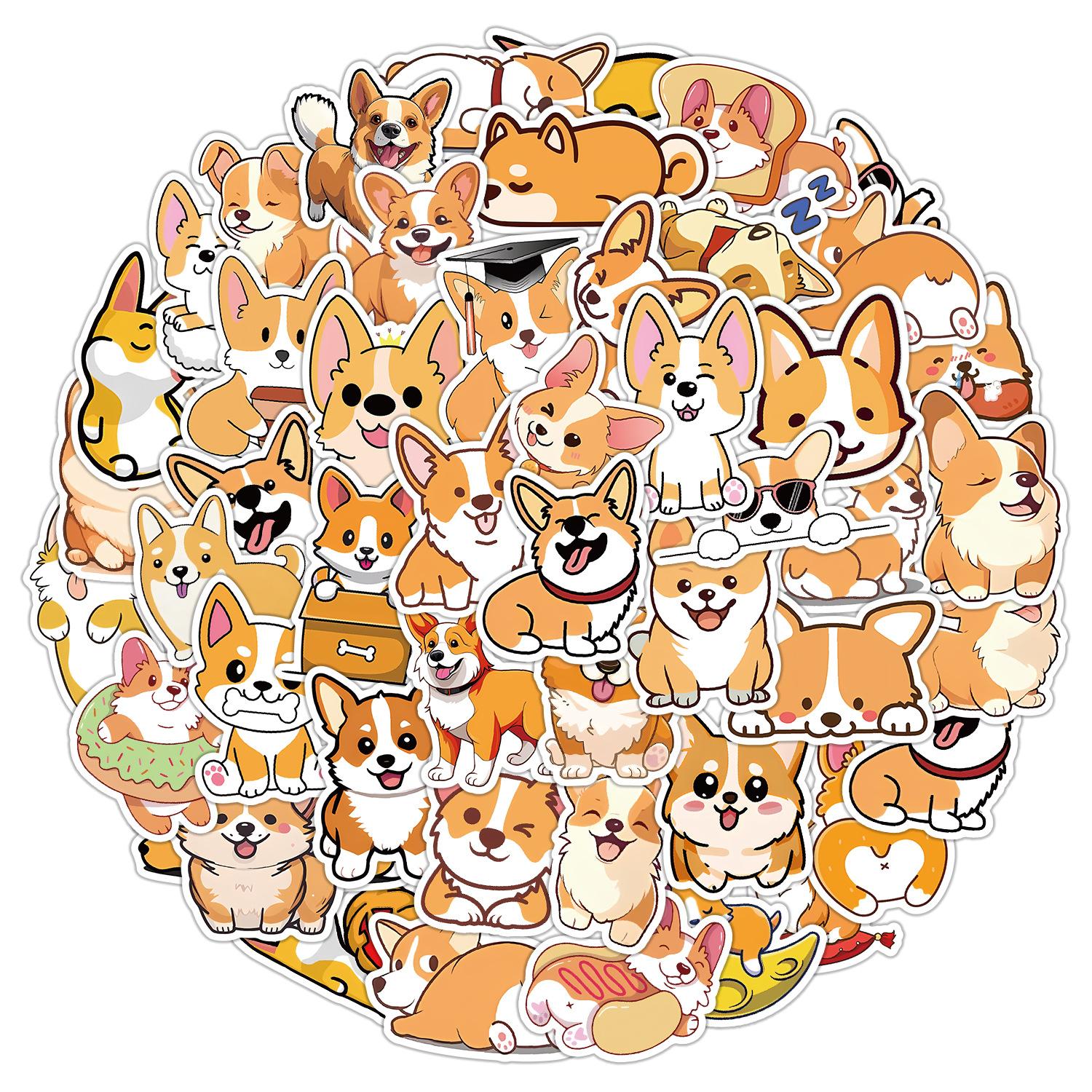 

50 Cute Style Cartoon Corgi Graffiti Stickers Suitcase Skateboard Decoration Stickers Children s DIY Stationery Stickers