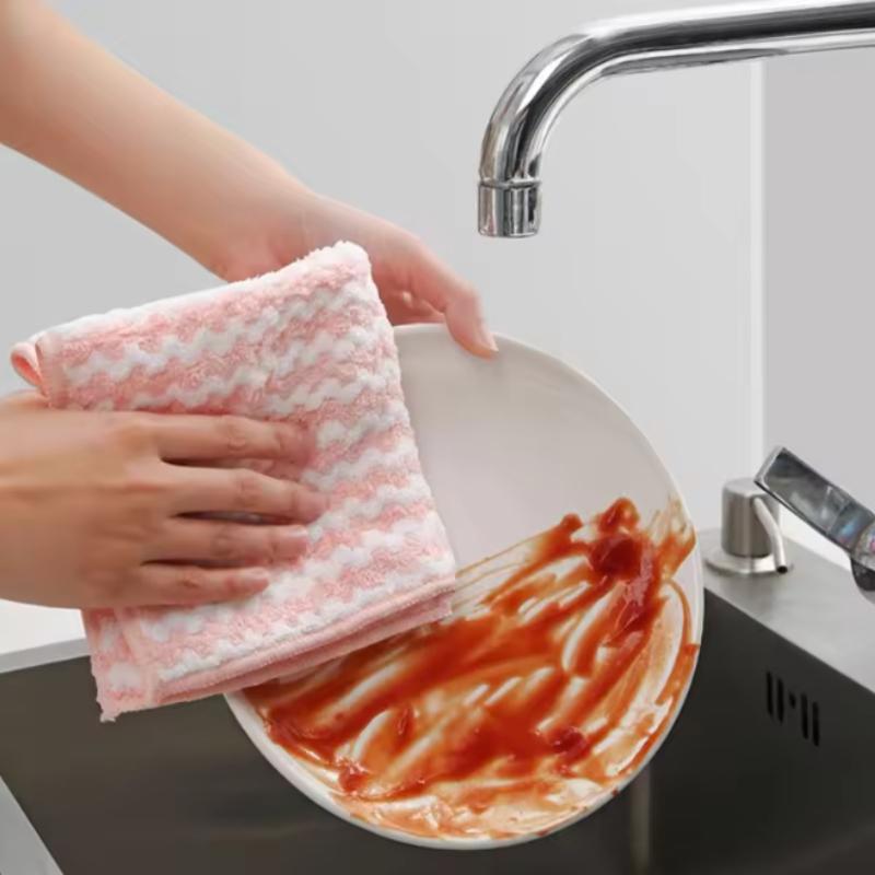 5/10pcs Kitchen Dishwashing Cloth Superfine Fiber Water Absorbent Cleaning Cloth Multipurpose Household Cleaning Tools Cloth