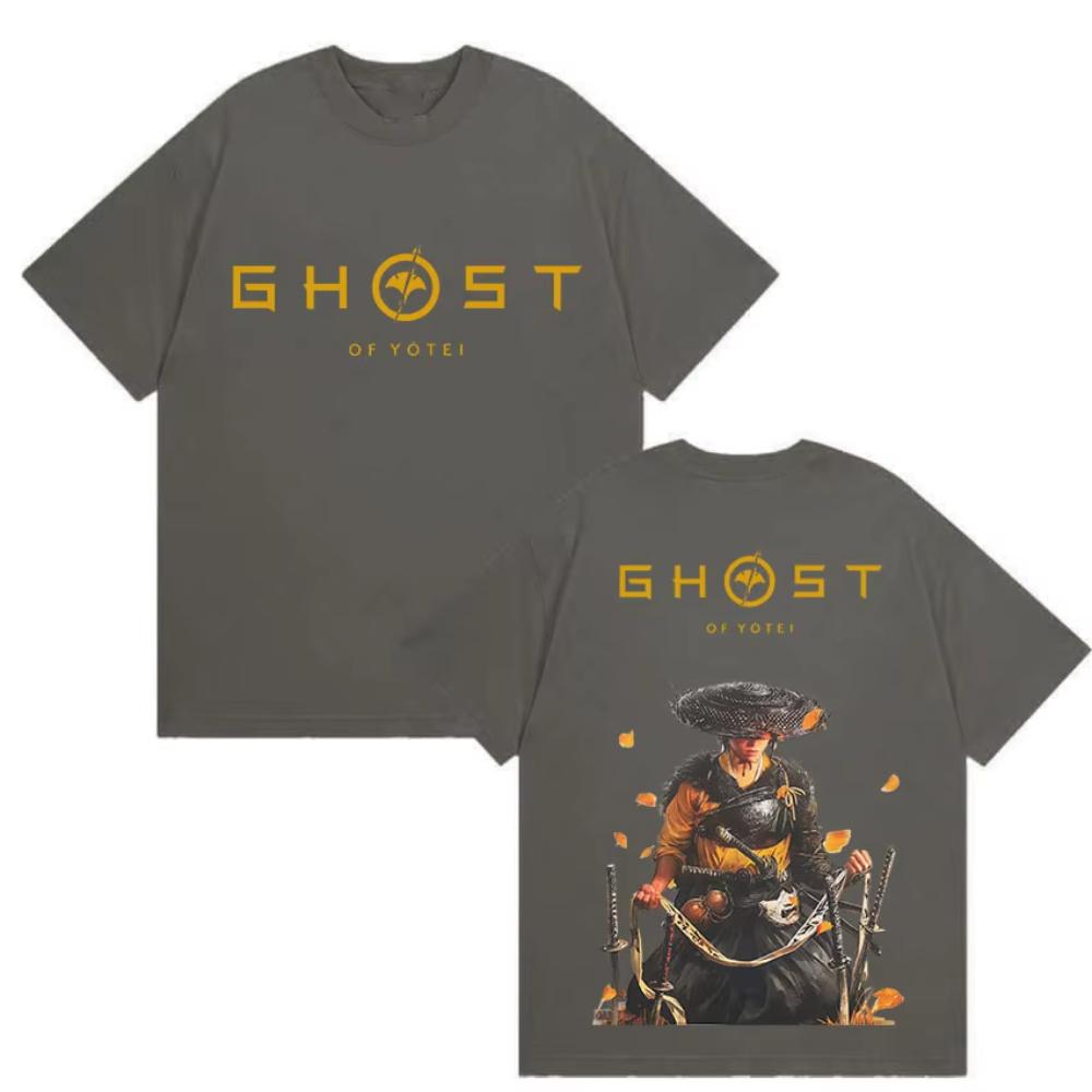 Japanese Ghost of Yotei Graphic T Shirt Men High Quality Fashion Cotton Tshirts Retro Oversized Short Sleeve T Shirt Streetwear