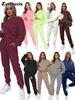 Women's Fall Winter Casual Solid Color Fleece Lined Long Sleeve Pants