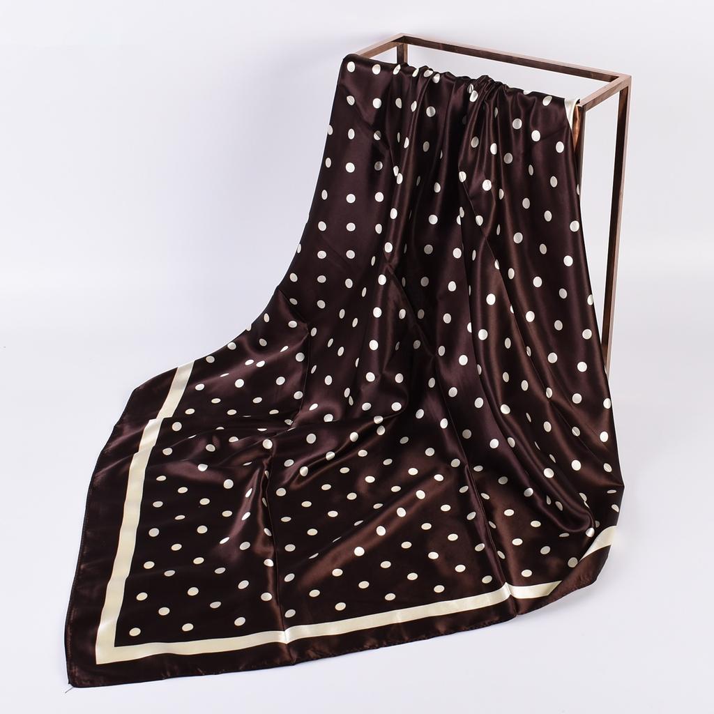 Head Scarf Women Luxury Brand 90×90cm Silk Square Scarf Satin Bandana Cheveux Soft Neckerchief Hijab Hair Scarves For Ladies