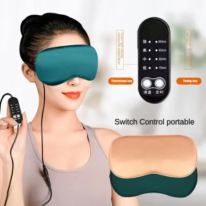 Seiden-Schlafmaske mit einstellbarer Wärme- und Dampffunktion, USB-betriebene Komfort-Augenmaske zur Entspannung und feuchtigkeitsspendenden Wärme