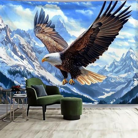 Tapestry of a large eagle, top view 75x100