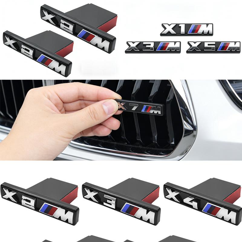 3D ABS Gloss Black Car Front Grille Badge Emblem For BMW X2 X3 X4 X5 X6 M Power Performance Logo WDBN6 Exterior Decoration Accessories