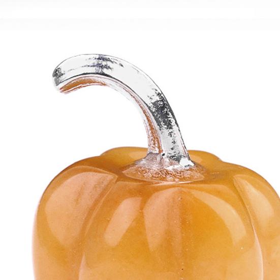 Natural Stone Pumpkin Figurine Mini Carved Gemstone Pumpkin Statue Healing Stones Ornaments for Fall Harvest Thanksgiving Halloween Home Decor