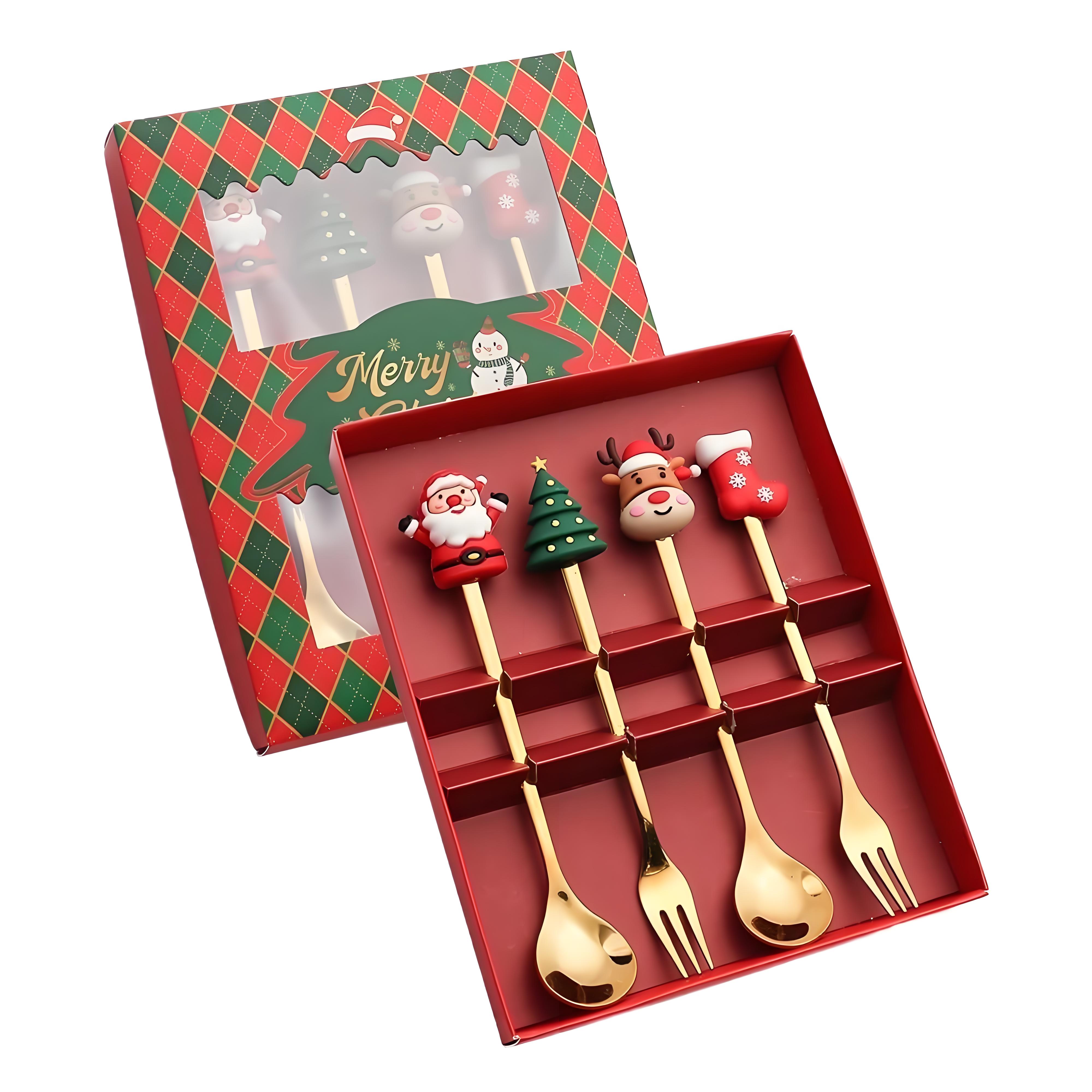 

Christmas Tree Stainless Steel Cutlery Set | 4-Piece Holiday Spoon & Fork Collection | Festive Dining for Parties & Gatherings