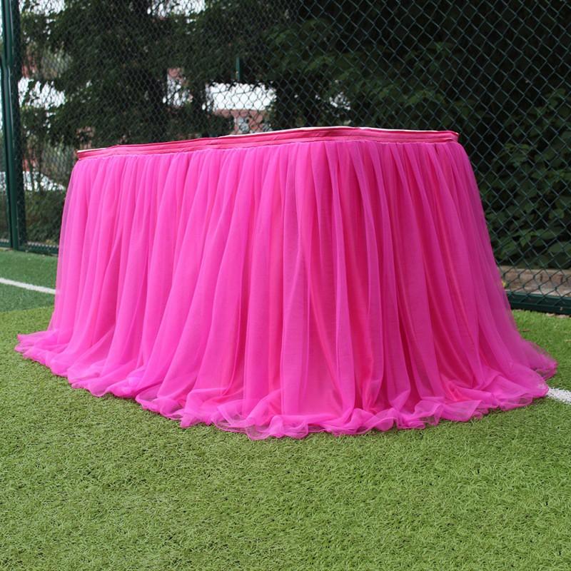 Tulle Table Skirt Elastic Mesh Tulle Tableware Tablecloth For Holiday Party Table Skirt Baby Shower Wedding Party Decor 100x75cm