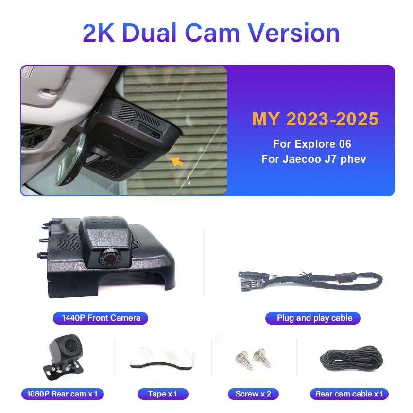 4K Front And Rear Camera Wifi DVR Dash Cam Original For Chery Explore 06 Jaecoo J7 2023 2024 2025,Plug And Play Car DVR With APP