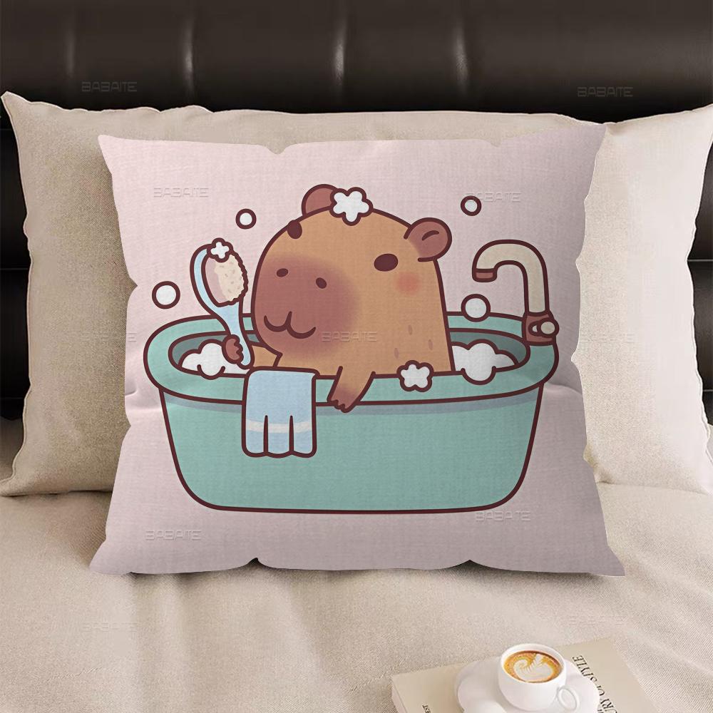 Cute Cartoon Capybara Office Cushion Pillowcase Car Cushion Cover45X45CM Lumbar Pillowcase Sofa Pillowcover