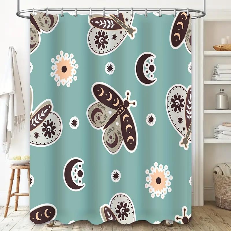 Unique Design Waterproof Shower Curtains Decorative Floral Butterfly Print Bathroom Accessories Set for Home Decoration in Bath