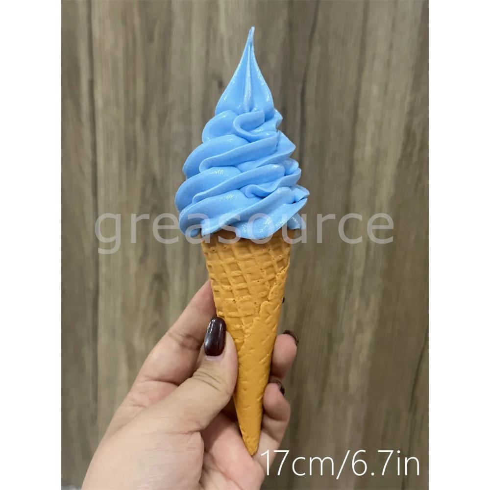 Plastikowy Model Symulujący Jedzenie Dekoracja Rekwizyt Podwójne Kolory DIY Lody Sztuczny Rożek Waflowy 17cm 6.7cala Pokaz Wideo ASMR