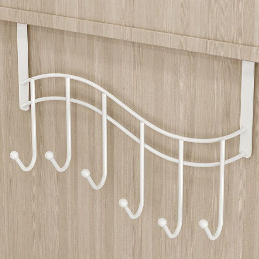 Metal Over Door Hanger 7 Hook Punch-free Heart-Shaped Hooks Anti-Rust Creative Clothes Hanger Towels Clothing Hats