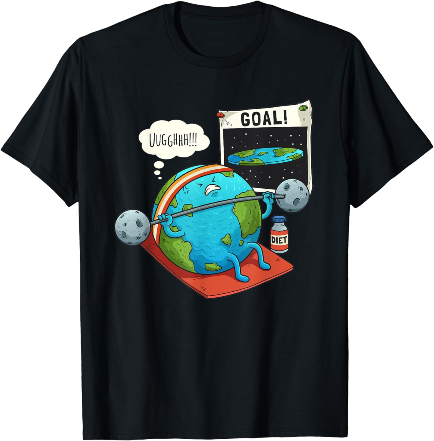 Funny Flat Earth Fitness Goal Gym Workout Training Meme TShirt Cotton Men Clothing Tops Graphic T Shirts Streetwear Camisas S