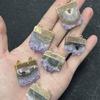 1Pc, Unique Natural Amethyst Cluster Pendant with Agate Layer, Golden Plated Crystal Charm for DIY Necklace Jewelry Making, 24×30mm