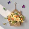 Wall Hanging Artificial Flower Pot for Living Room TV Background with Greenery Planter.