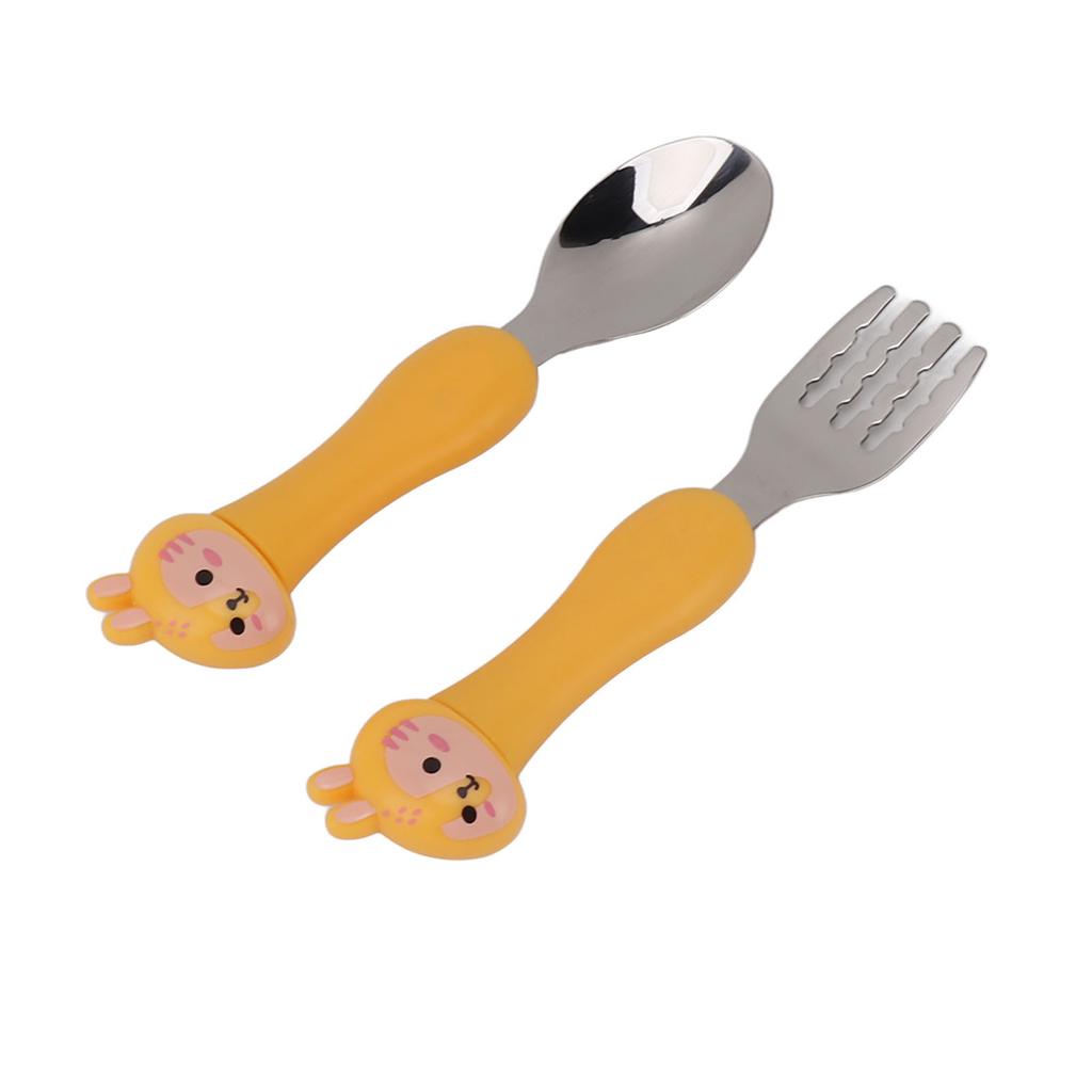 Baby Fork Cute Cartoon Shaped Spoon PP Handle Stainless Steel Tableware for Children Feeding Training