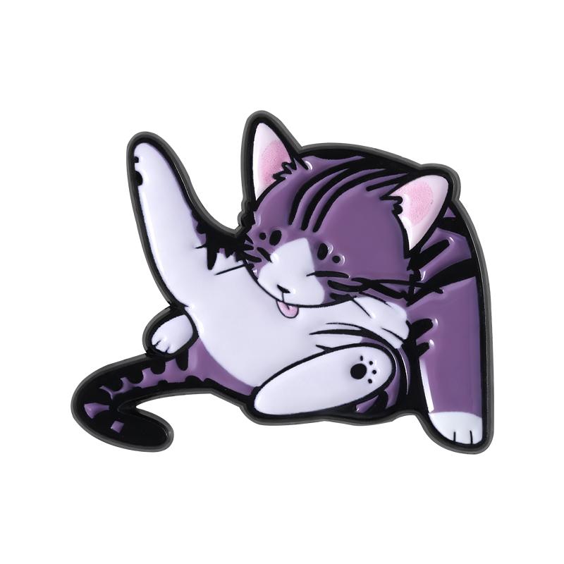 Funny Cute Cat Enamel Pins Cartoon Animal Kitten Brooches Lapel Badges American Shorthair Jewelry Gift for Friends