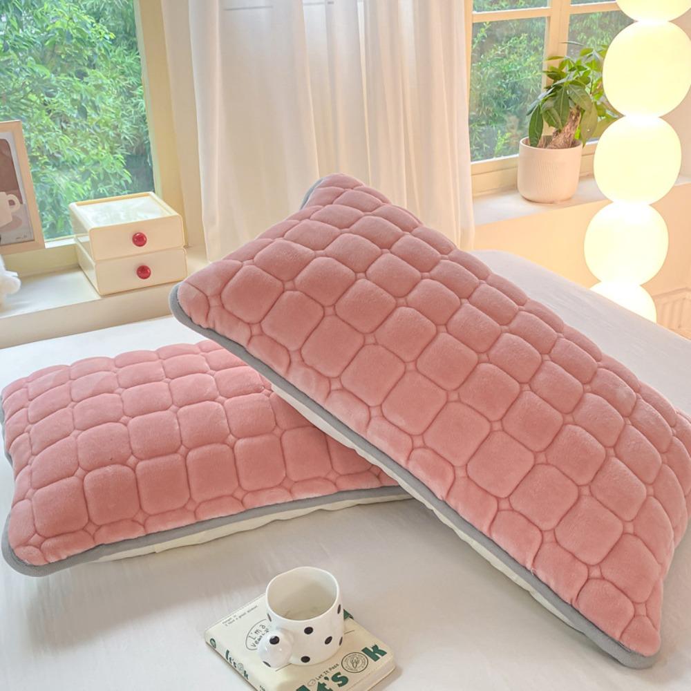 Modern Quilted Grid Milk Velvet Pillowcase Warm Thickened Pillow Cover Soft Solid Color Cushion Cover Hotel