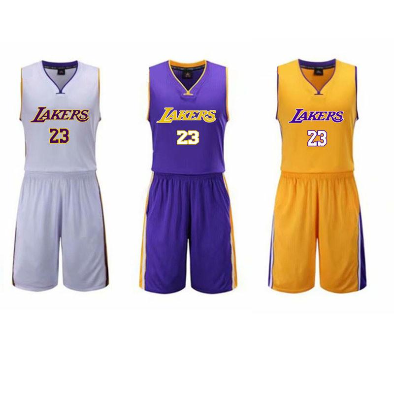 Los Angeles Lakers Lebron James Basketbalový dresový set z polyesterové tkaniny pro muže a sportovní nadšence