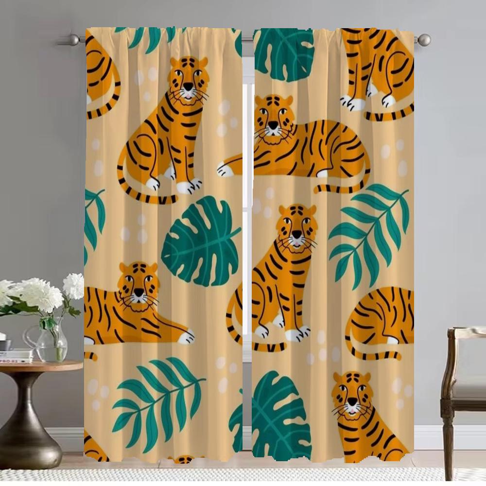 

Украшения на Хэллоуин Тигр затемняющие шторы для камеры оконные шторы для комнаты 2 панели жалюзи перегородка гостиная кухня элегантный W50xH70cmx2pcs-CL